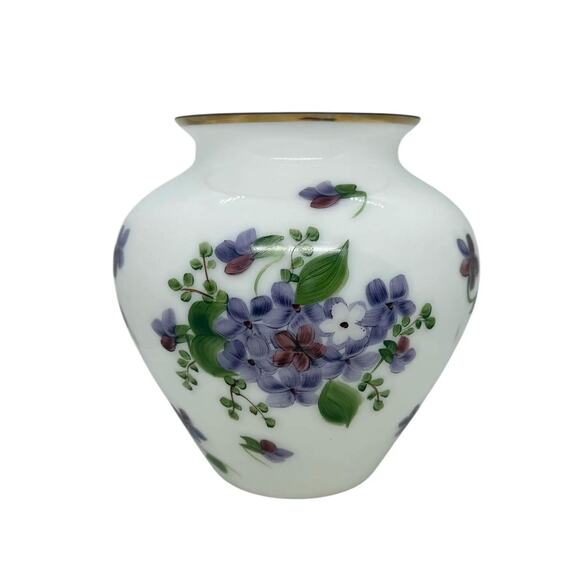 Vintage Consolidated Phoenix Glass Handpainted Regent Violets Art Glass Vase - Picture 10 of 10